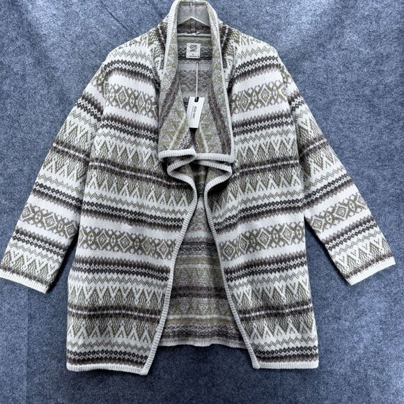 Matilda Jane Good Hart Fair Isle Sweater Cardigan Medium Bohemian Tan Cream NWT - Picture 3 of 10